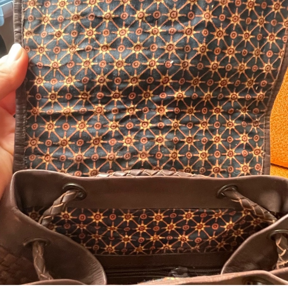 LEATHER Basketweave Rucksack Backpack - Picture 4 of 13